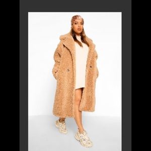 BooHoo Plus Oversized Caramel Teddy Coat